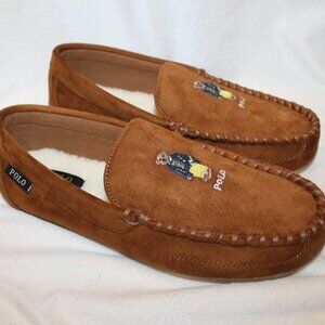 NIB POLO RALPH LAUREN MEN'S BEAR SUEDE COMFORT SLIPPERS SHOES‎